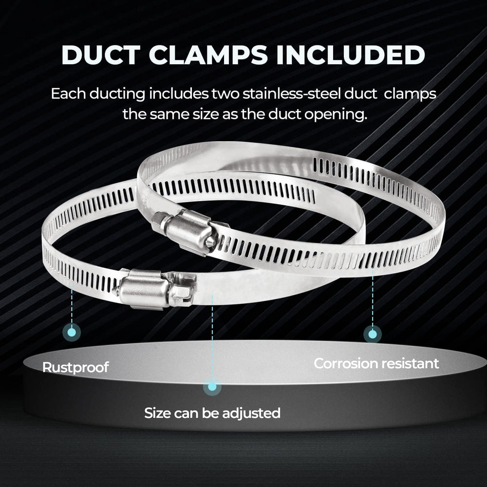 iPower Flexible Ducting showing stainless steel clamps