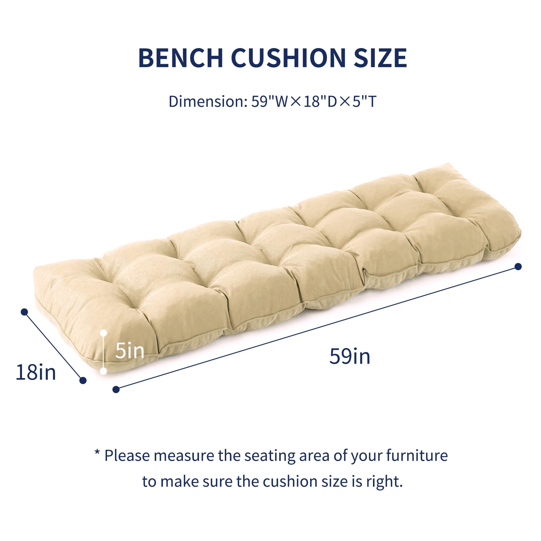 IPYNBAP Outdoor Bench Cushion beige side view