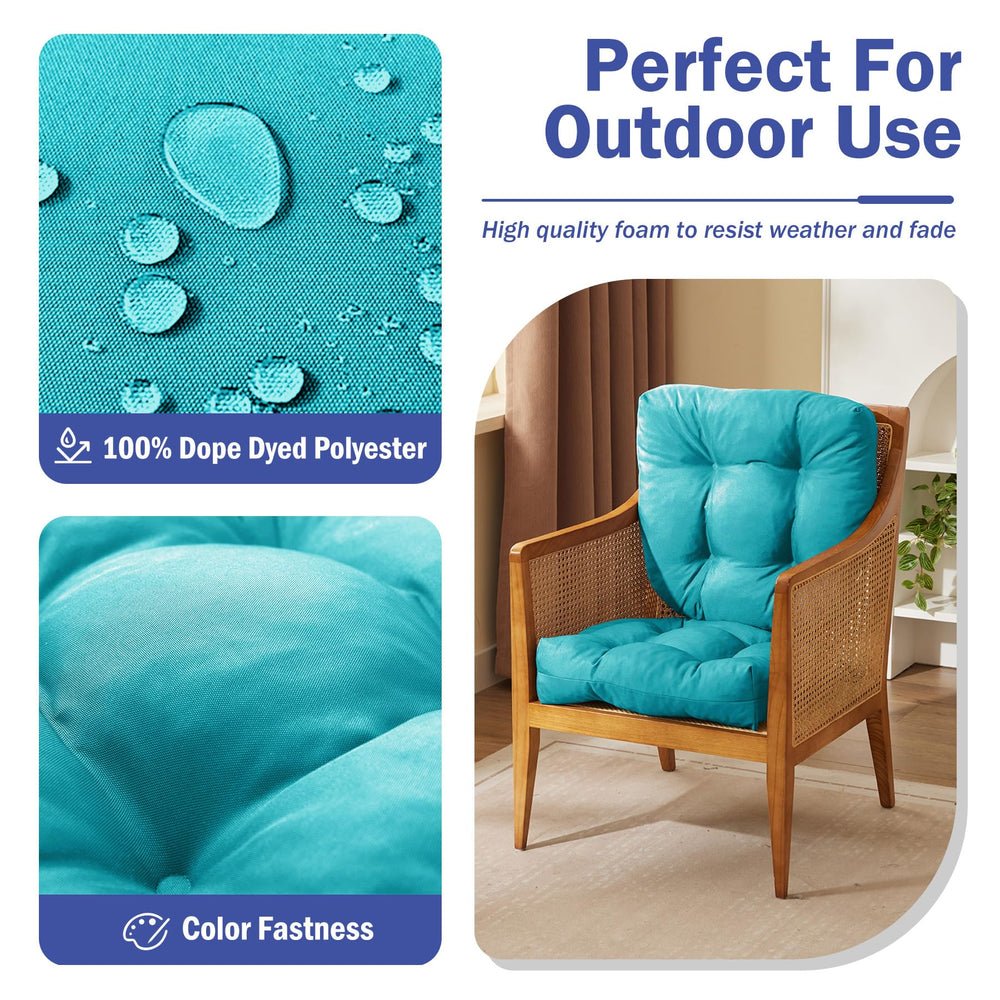 IPYNBAP Outdoor Chair Cushion Teal on patio chair