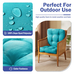 IPYNBAP Outdoor Chair Cushion Teal on patio chair