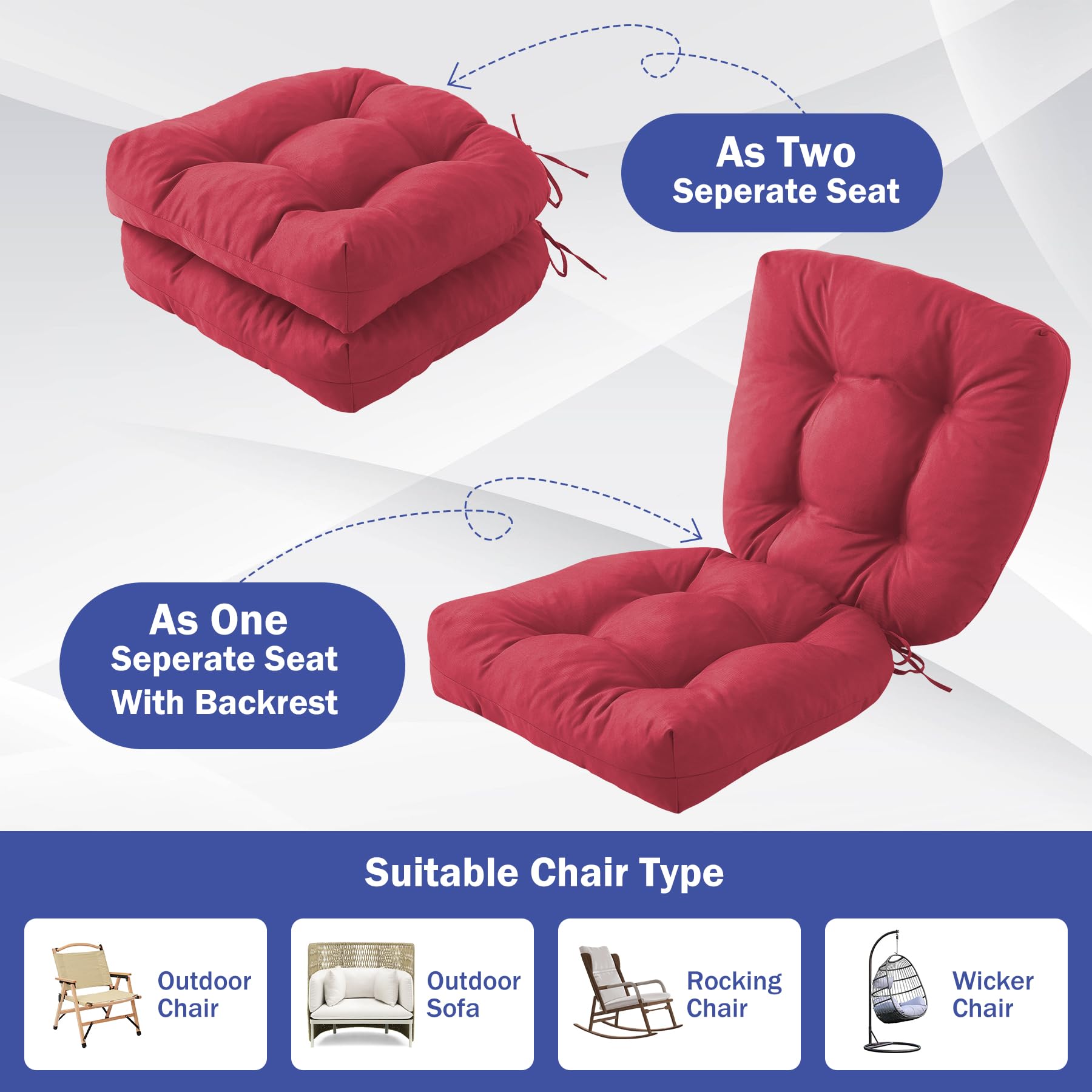 IPYNBAP Outdoor Chair Cushions in packaging