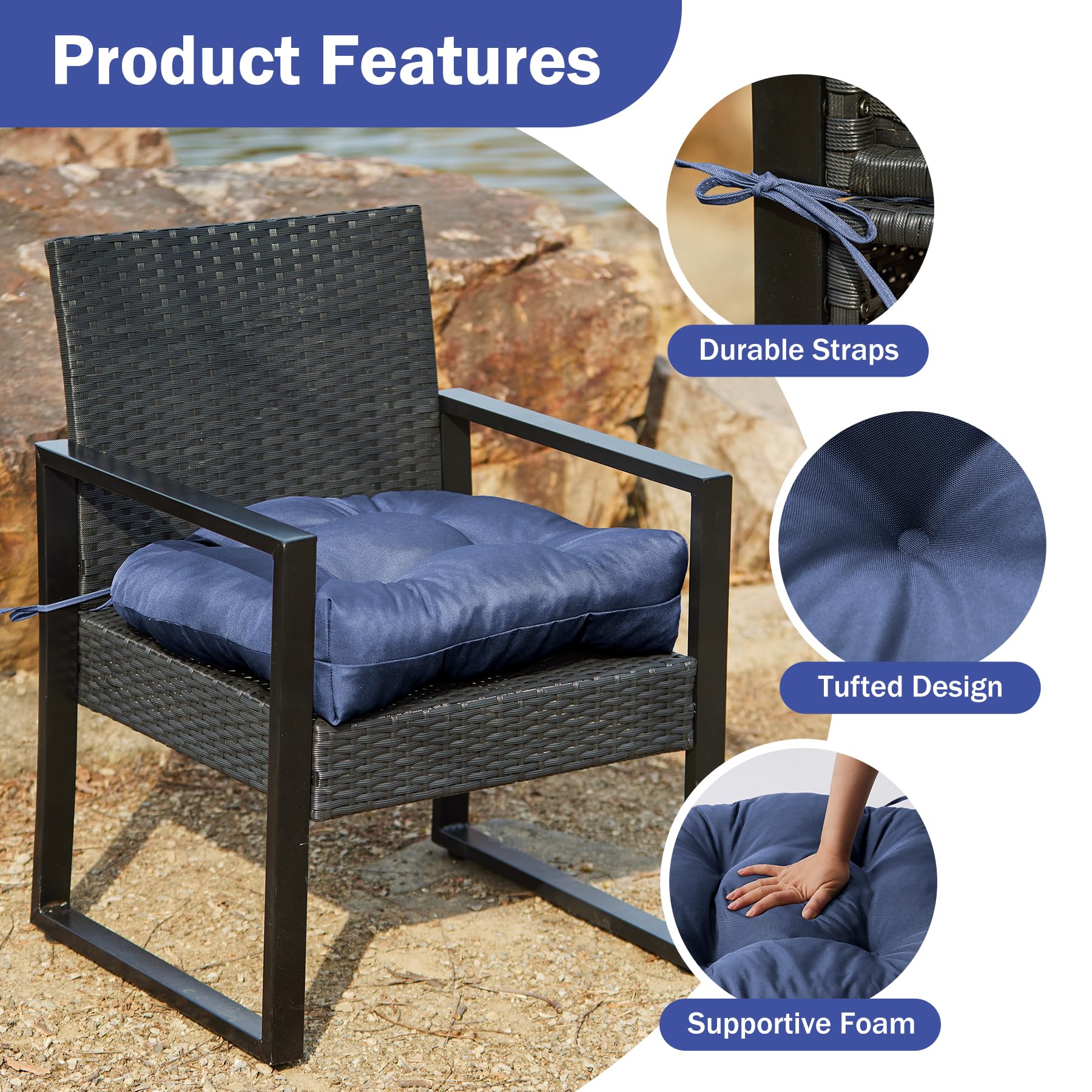 IPYNBAP outdoor chair cushions stacked showing waterproof fabric
