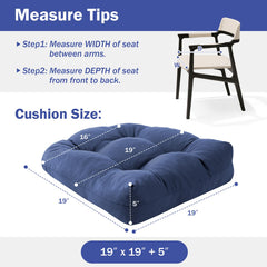 IPYNBAP outdoor cushion dimensions displayed alongside a chair