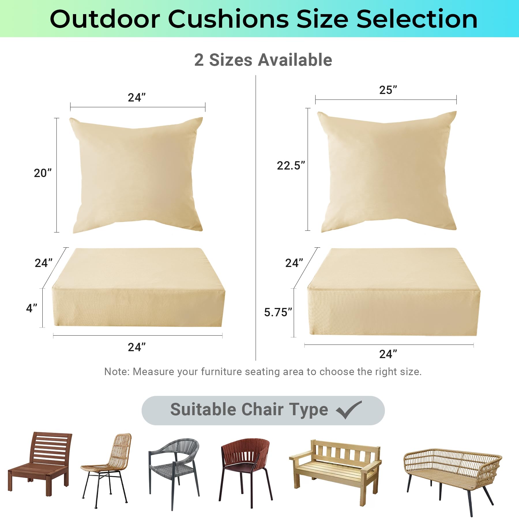 IPYNBAP outdoor cushions with hidden zip feature