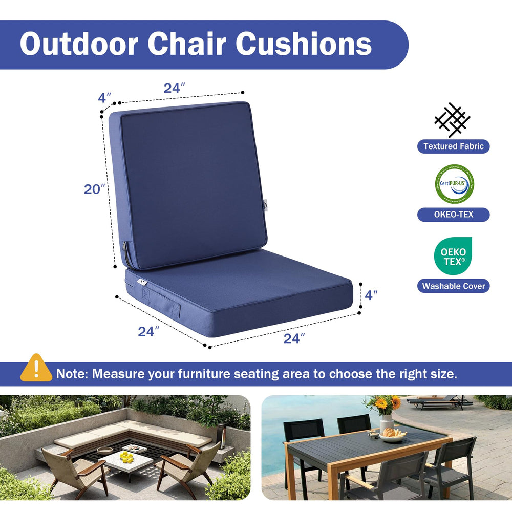 IPYNBAP Outdoor Seat Cushion 24x24 inch with back cushion