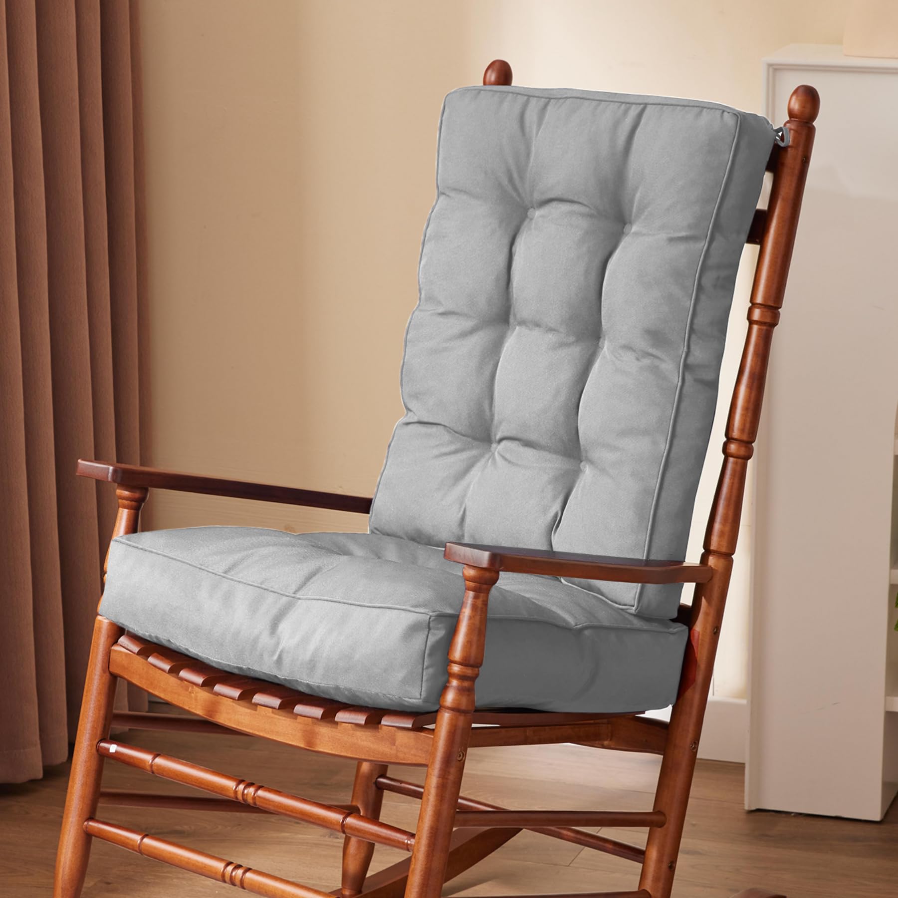 IPYNBAP rocking chair cushion set with light grey fabric