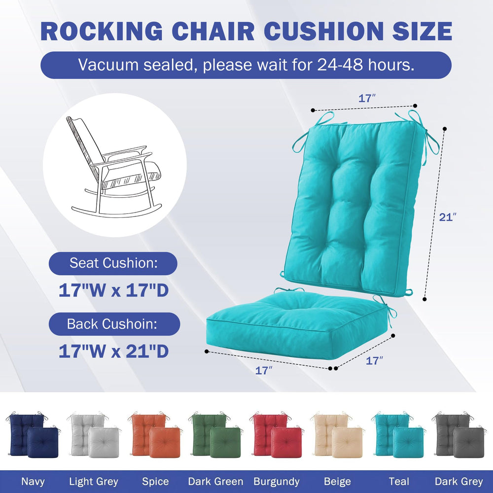 IPYNBAP Rocking Chair Seat Cushion 17x17 inch in teal blue