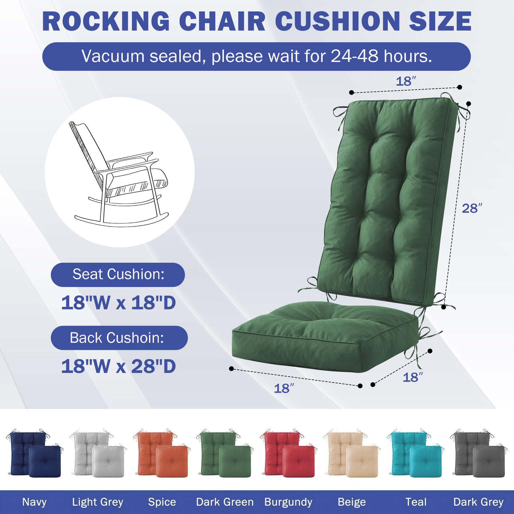 IPYNBAP seat cushion 18x18 inches dark green