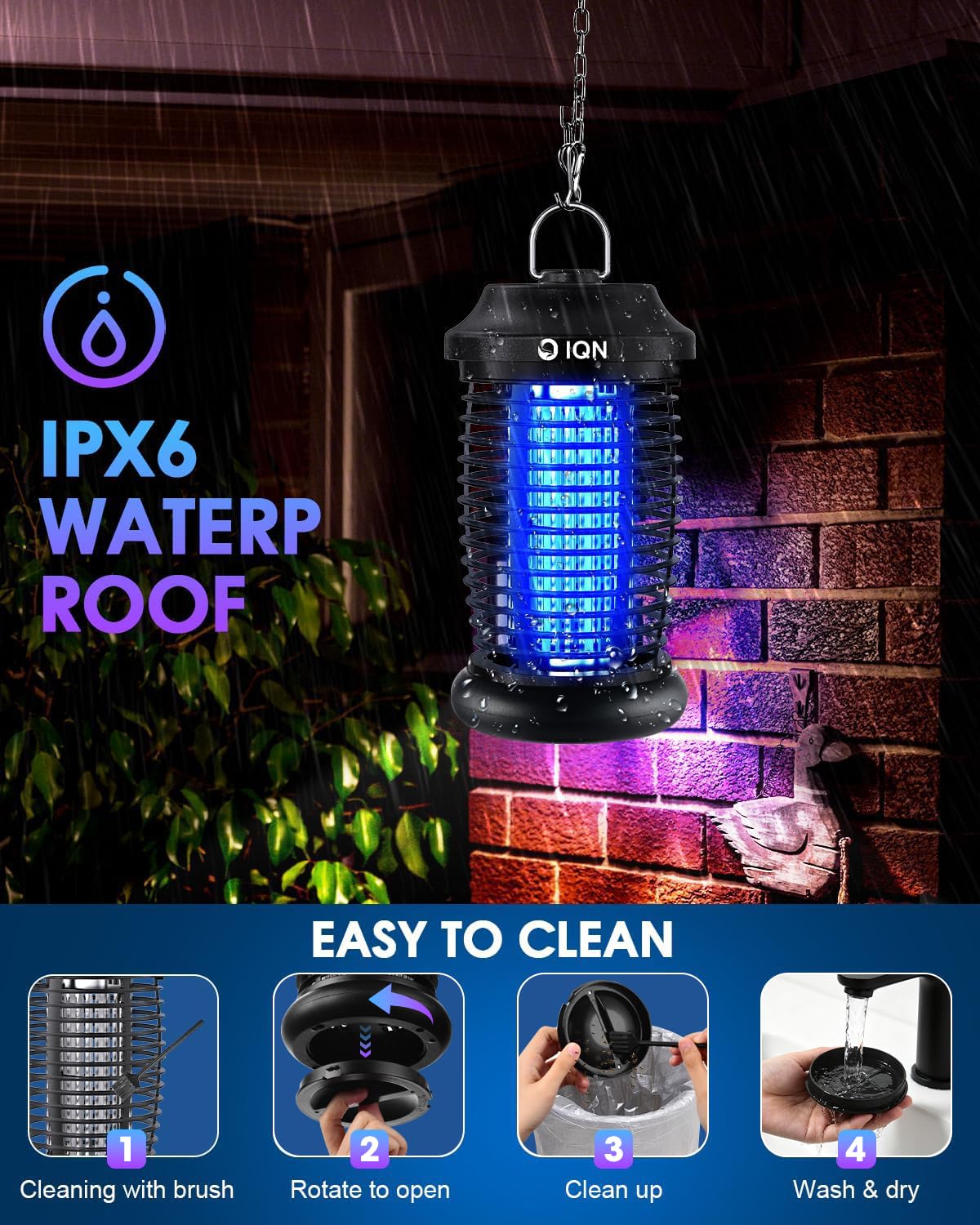 IQN Bug Zapper packaging showing included items