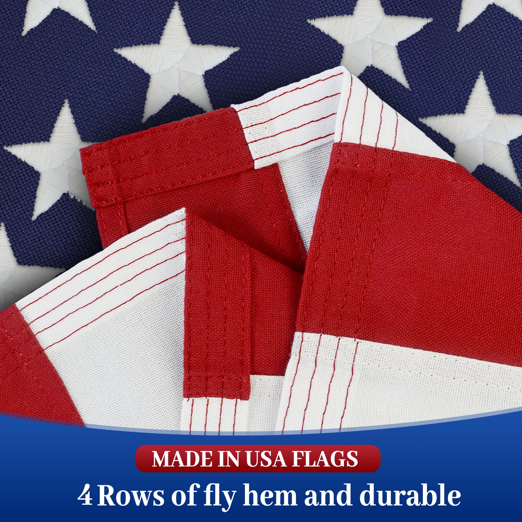 irbrisu American flag 2x3FT showing the reinforced stitching