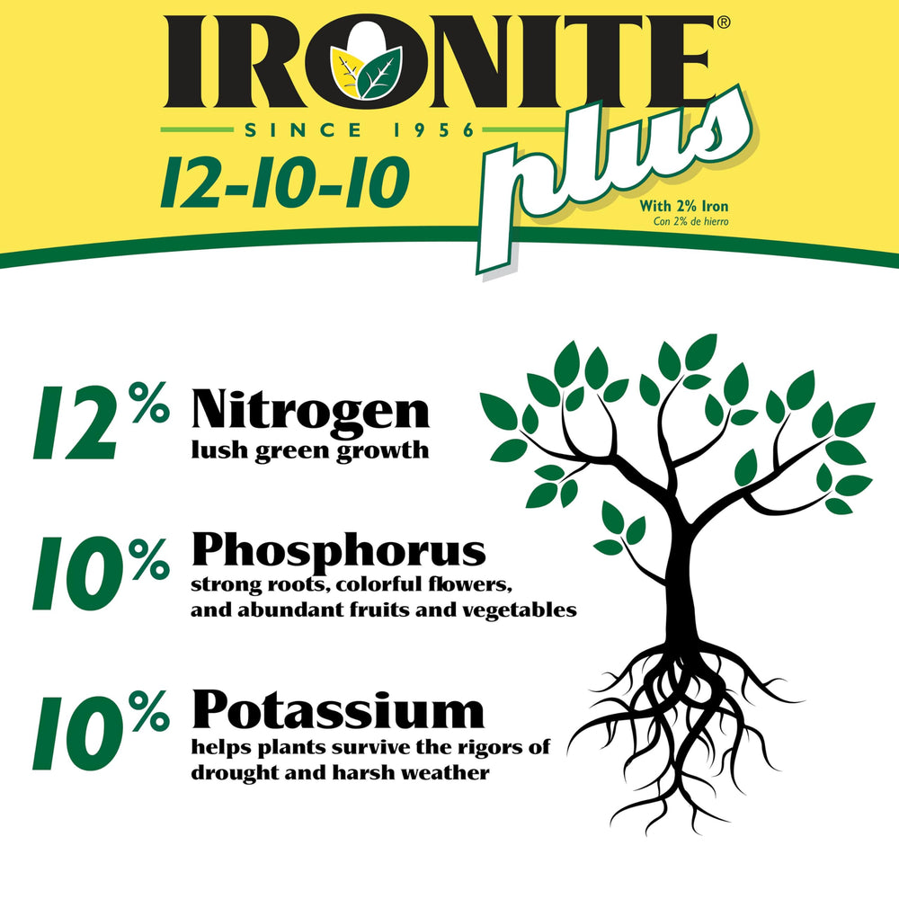 Ironite Plus 3 lb bag on a garden table