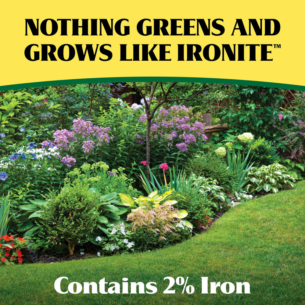 Ironite Plus granular fertilizer spread on soil