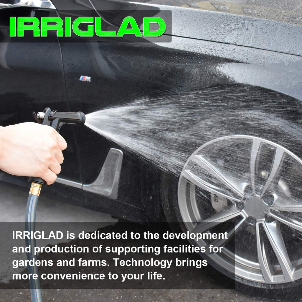 IRRIGLAD Hose Nozzle demonstrating different spray patterns