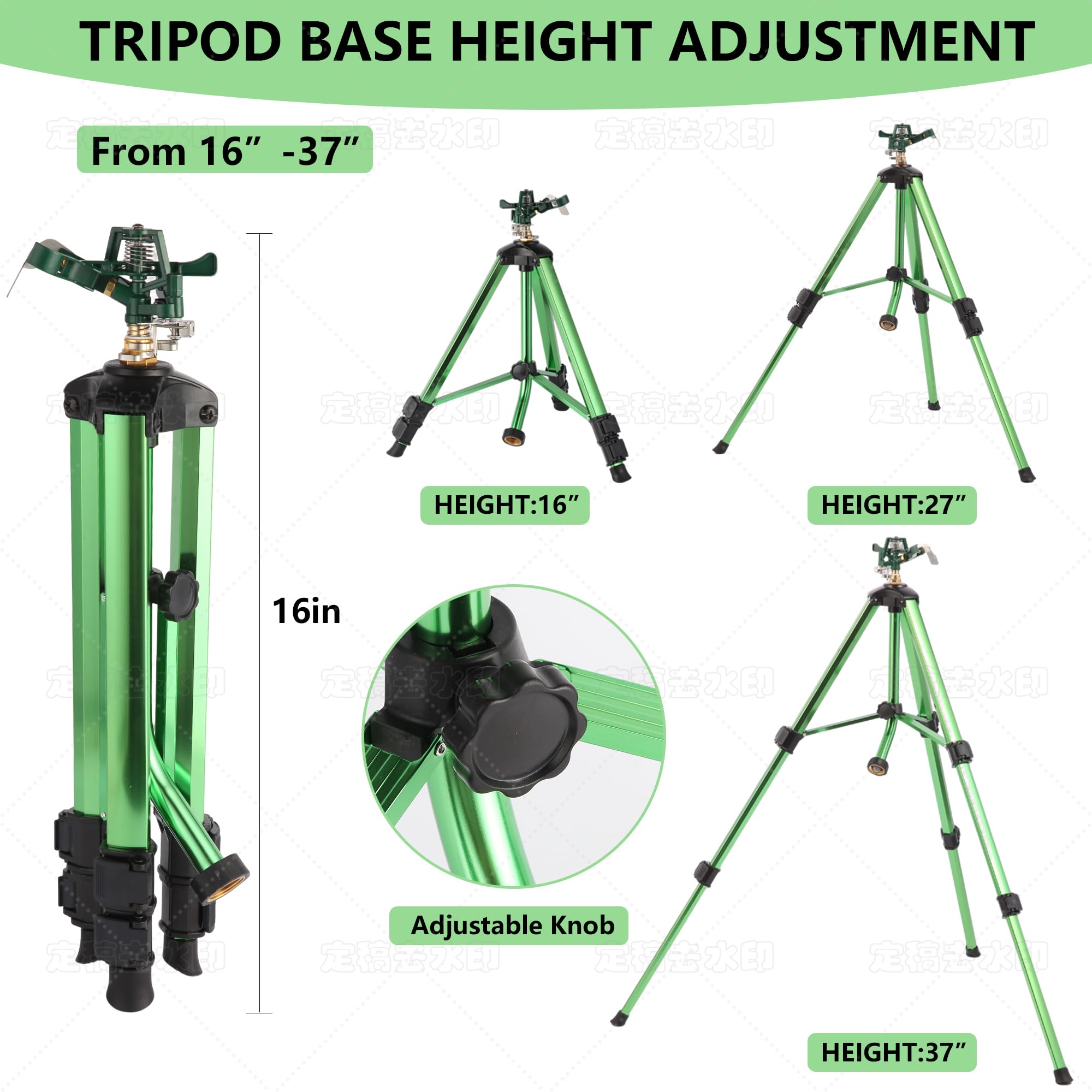 IrrStpro Water Bird Sprinkler with adjustable legs in a garden setting