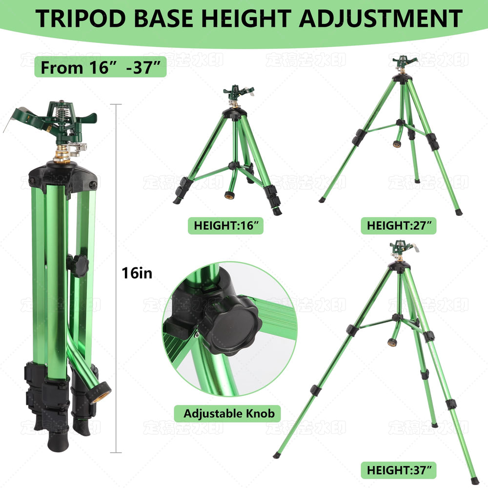 IrrStpro Water Bird Sprinkler with adjustable legs in a garden setting