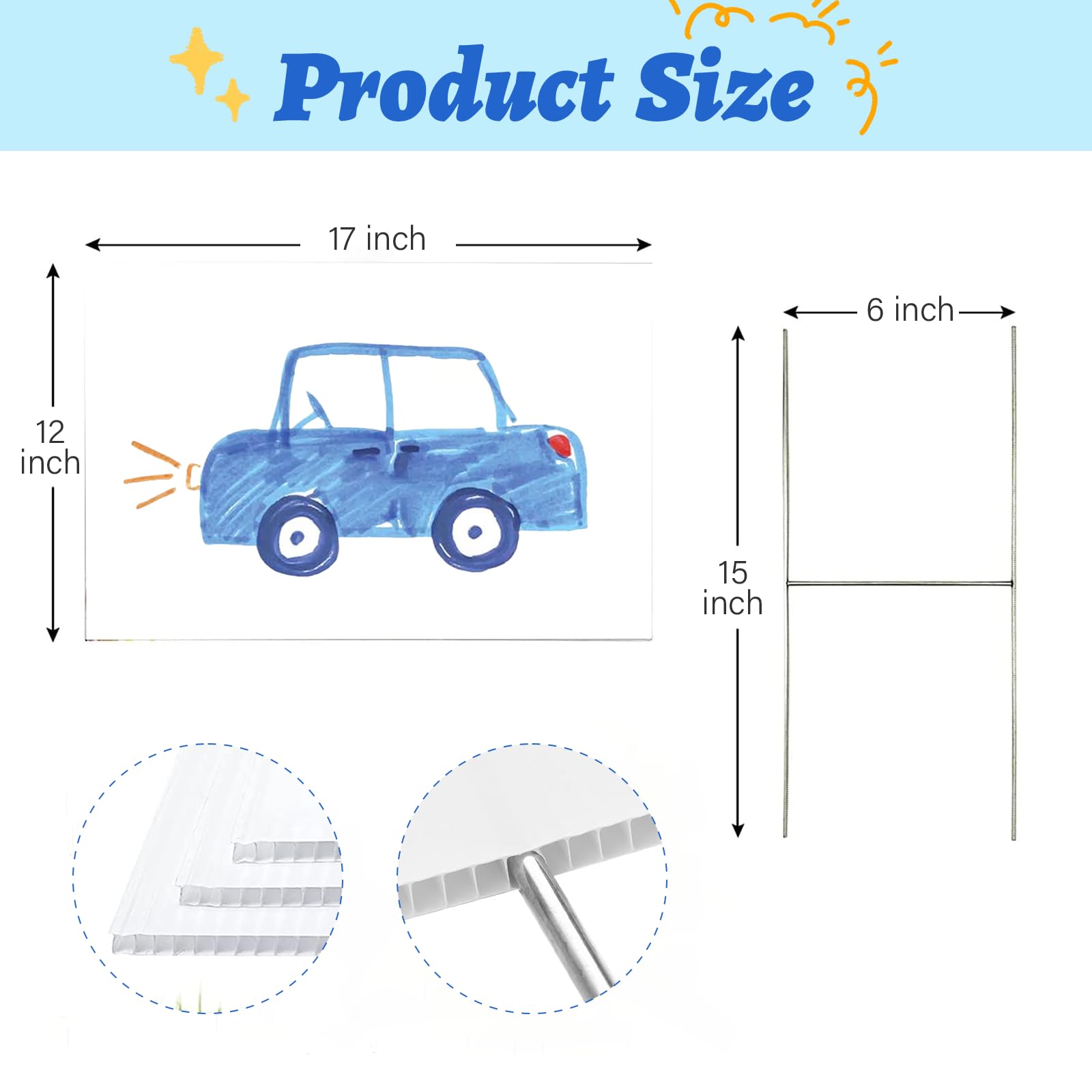 ISDGER blank yard signs set with two H-stakes, side view