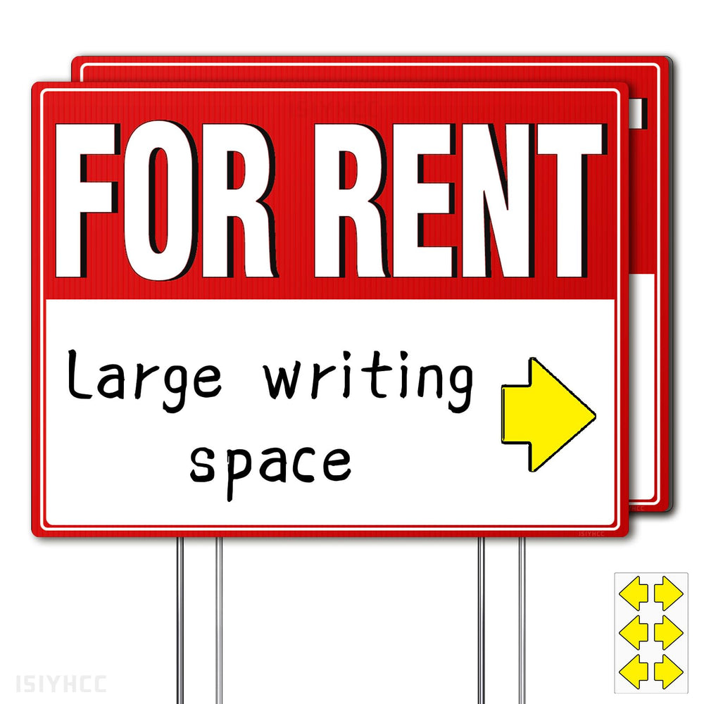 ISIYHCC 2 Pack For Rent Sign front view with bold writing space