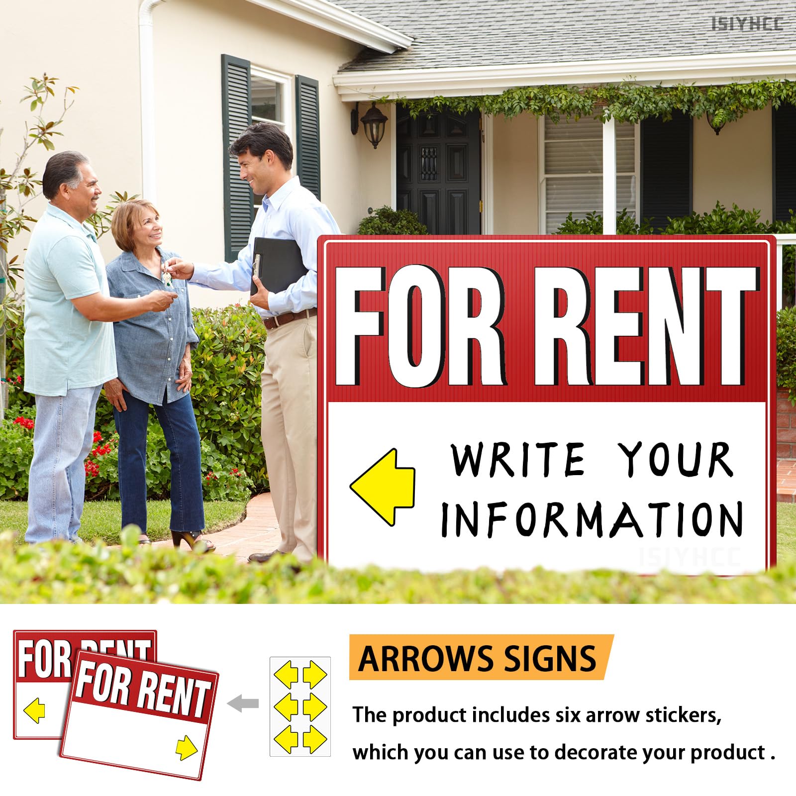 ISIYHCC for rent sign in use at busy intersection