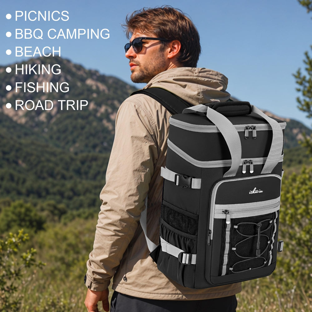 ITHWIU Cooler Backpack featuring built-in bottle opener