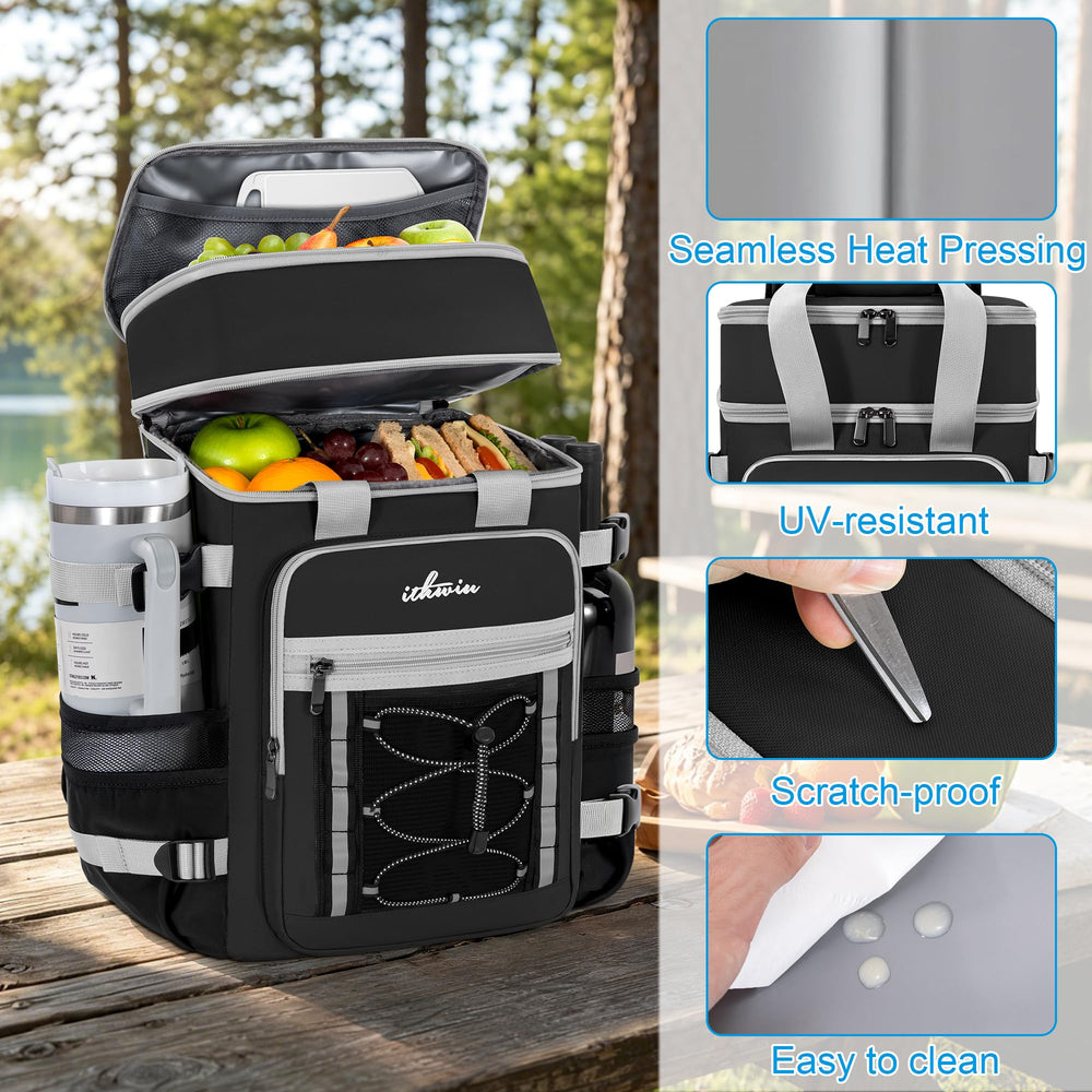 ITHWIU Cooler Backpack laid flat with dimensions