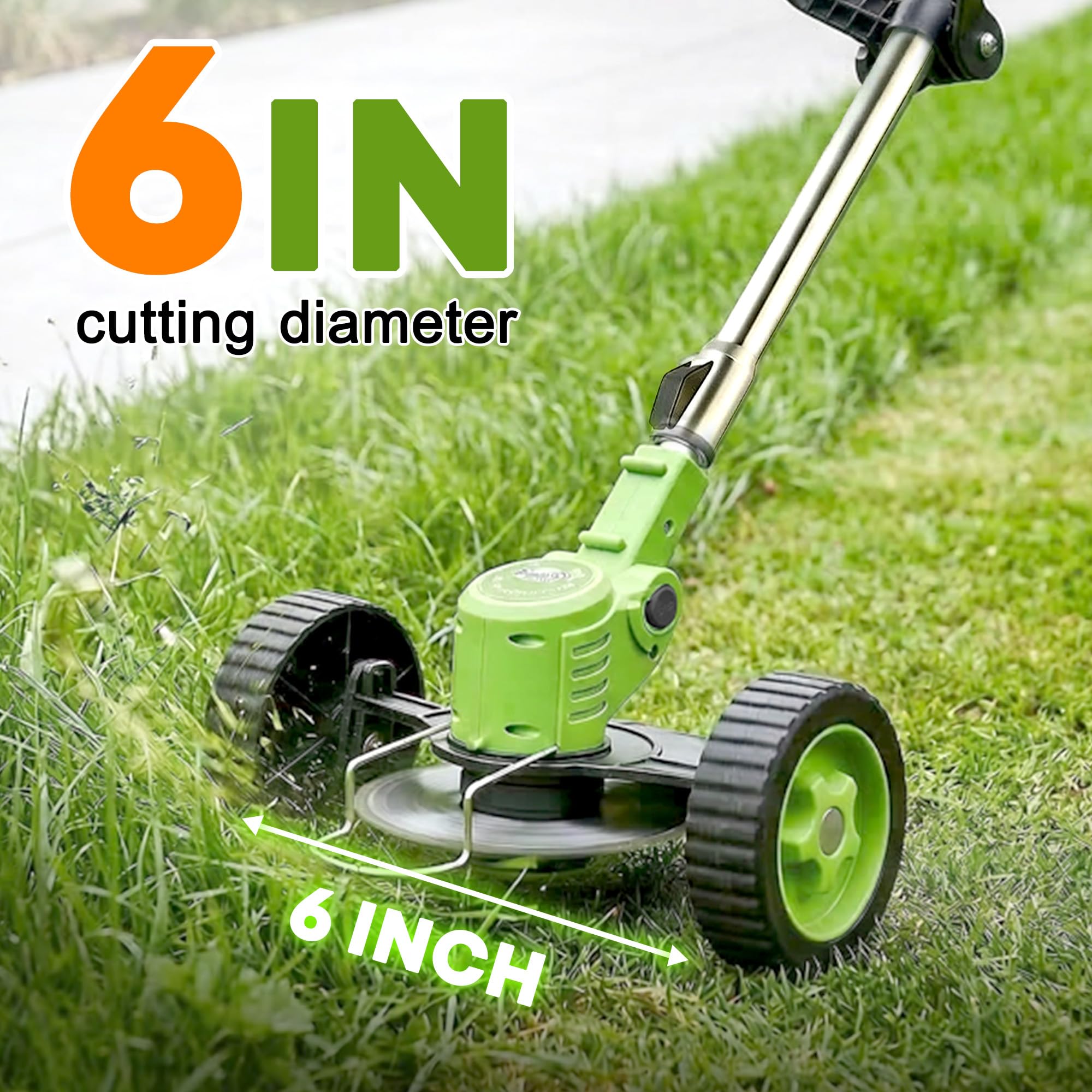 iToolMax weed wacker showing three types of blades