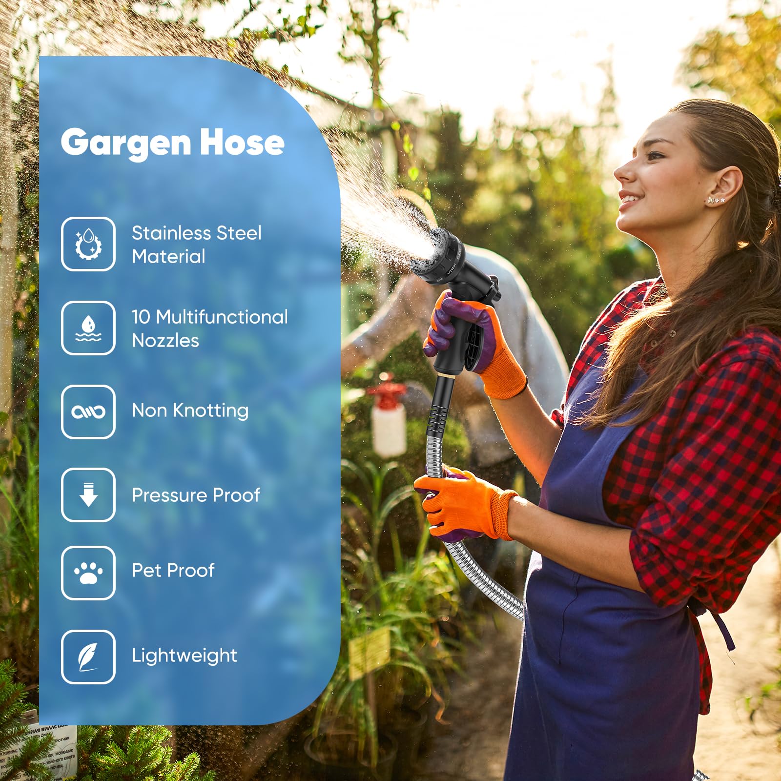 Itsonestep garden hose nozzle with multiple settings
