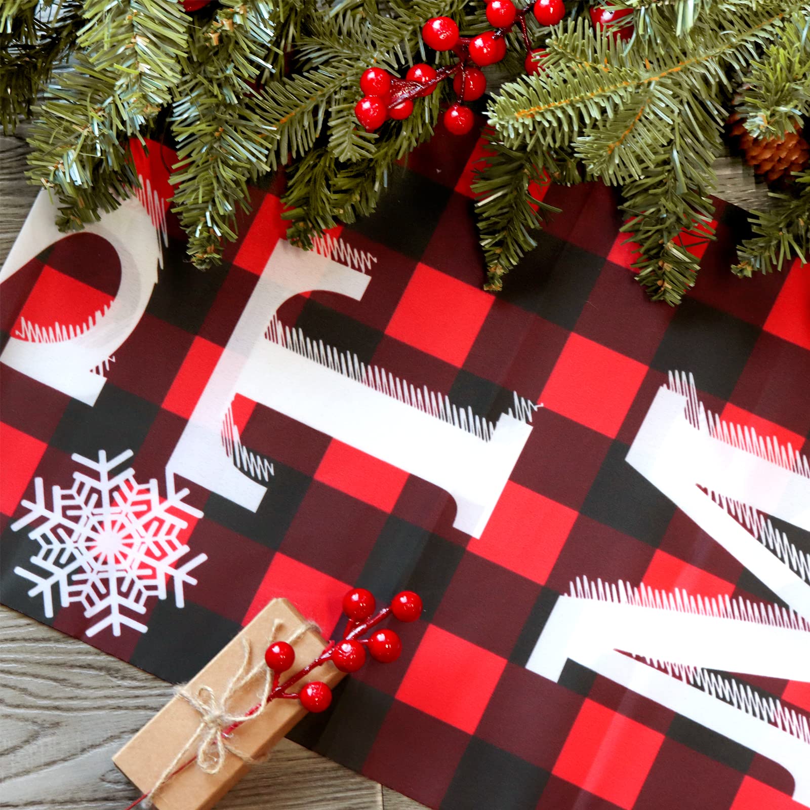 Ivenf Christmas banners hanging with sturdy poles and ropes