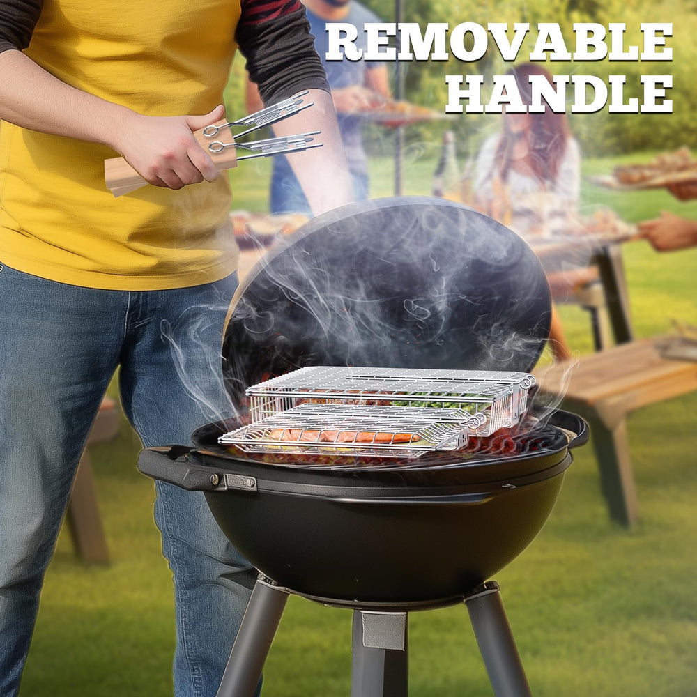Ivtivfu grill basket set in use over a campfire