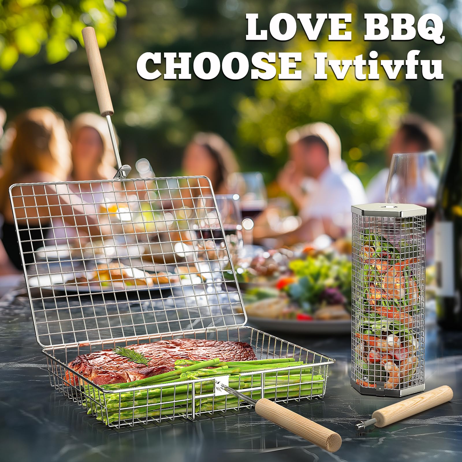 Ivtivfu Grill Basket Set packaging and contents overview
