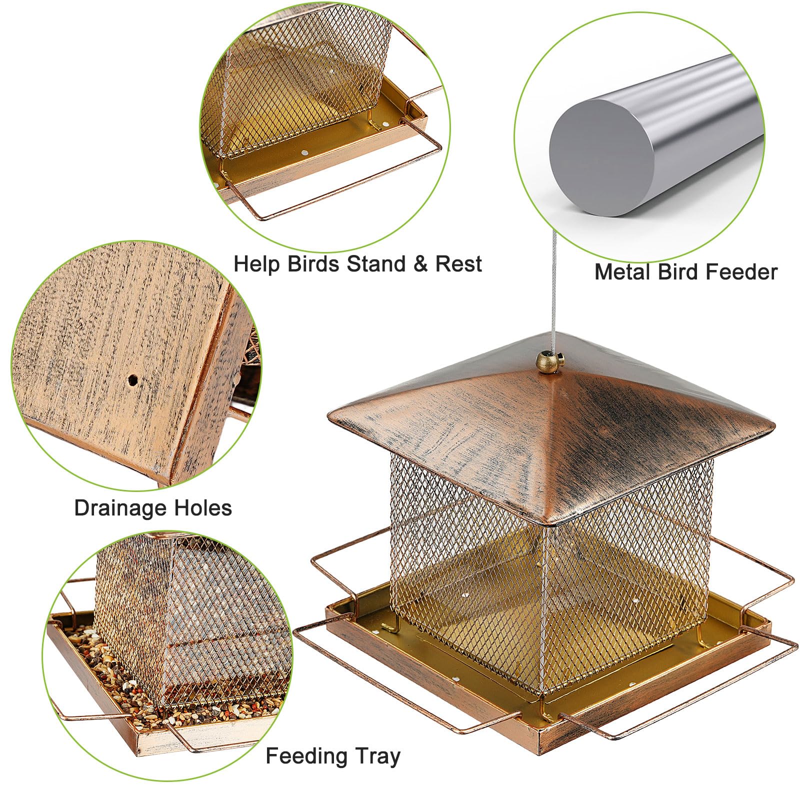 IWNTWY Bird Feeder filled with seeds in garden setting