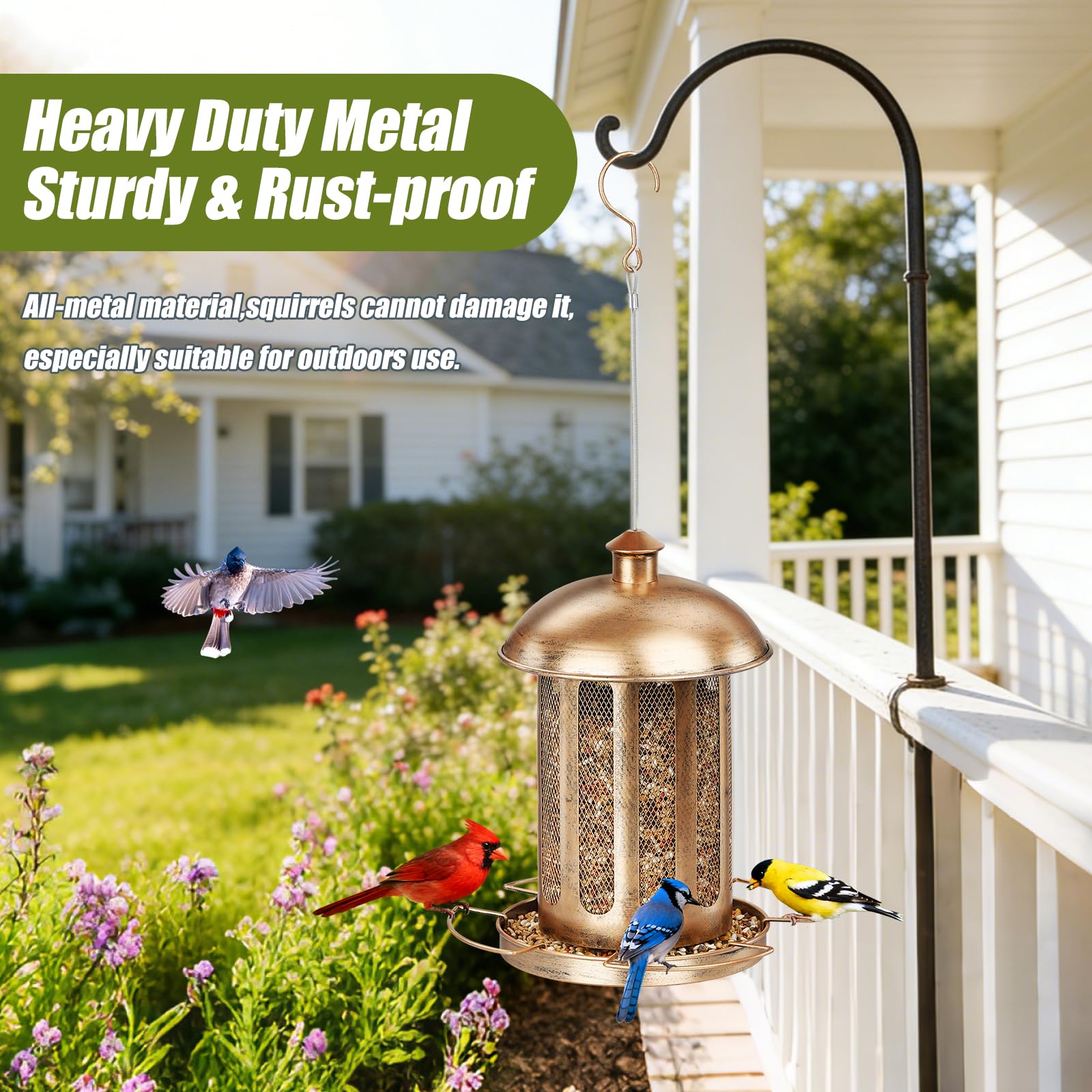 IWNTWY Bird Feeder filled with sunflower seeds in outdoor setting