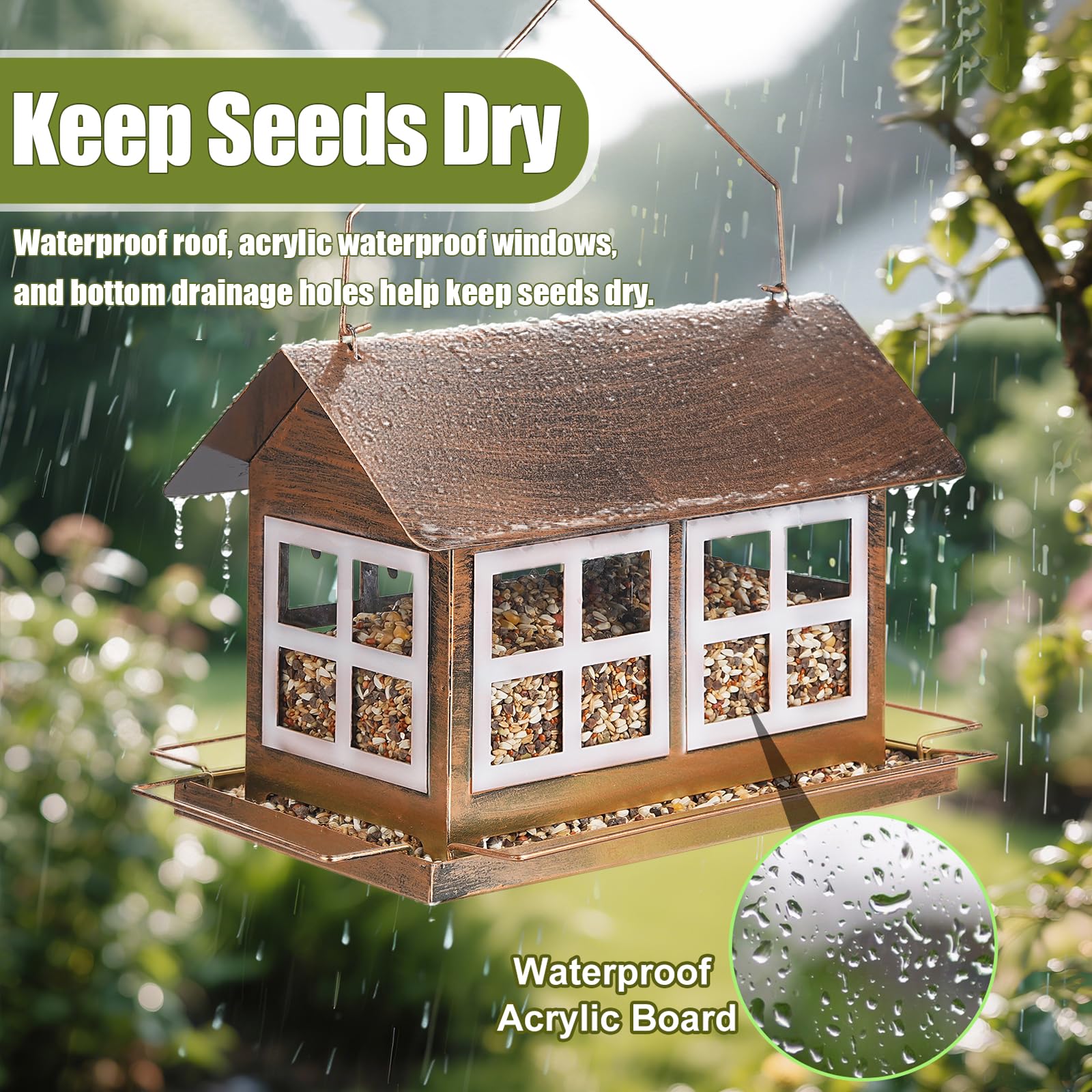 IWNTWY Bird Feeder large capacity holding bird seeds