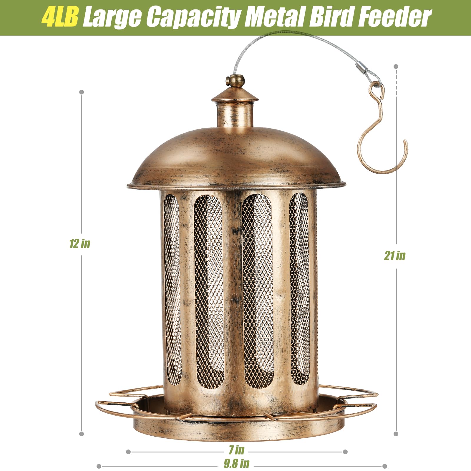 IWNTWY Bird Feeder top view showing lid and hook