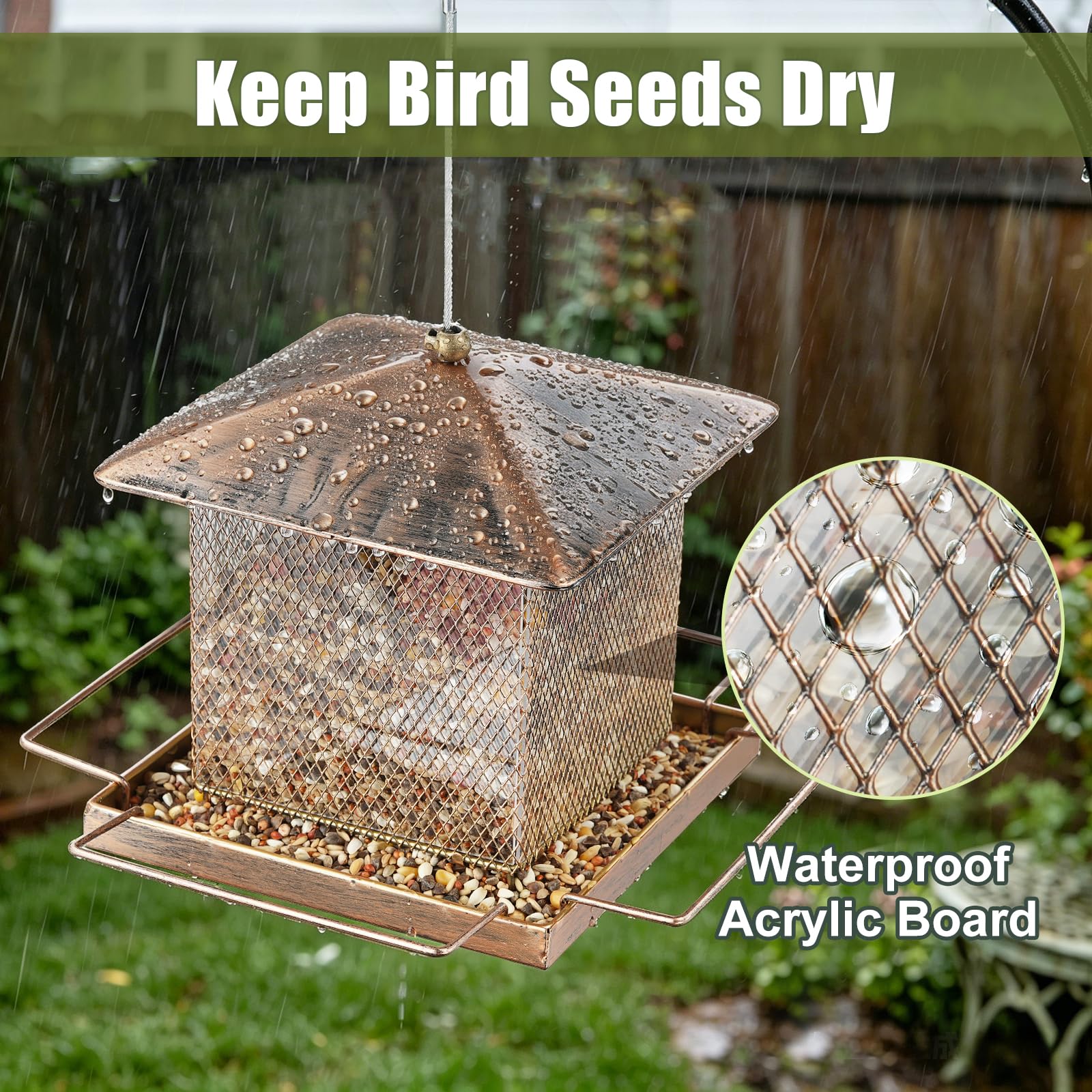IWNTWY Bird Feeder top view with easy access for filling