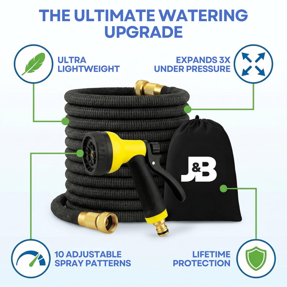 J&B XpandaHose fully expanded in garden setting