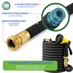J&B XpandaHose with brass connectors and 10-pattern nozzle
