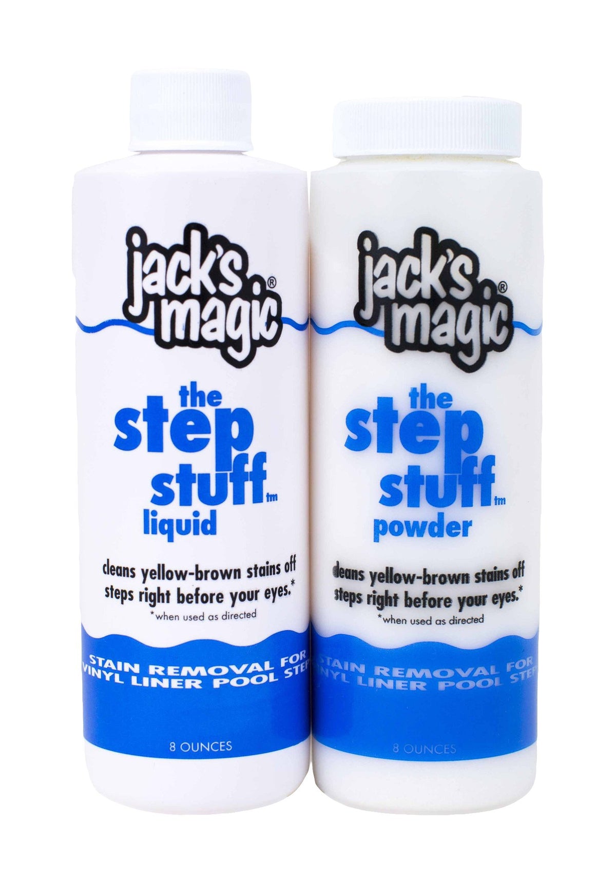 Jack's Magic Step Stuff stain removal kit, two bottles, white liquid