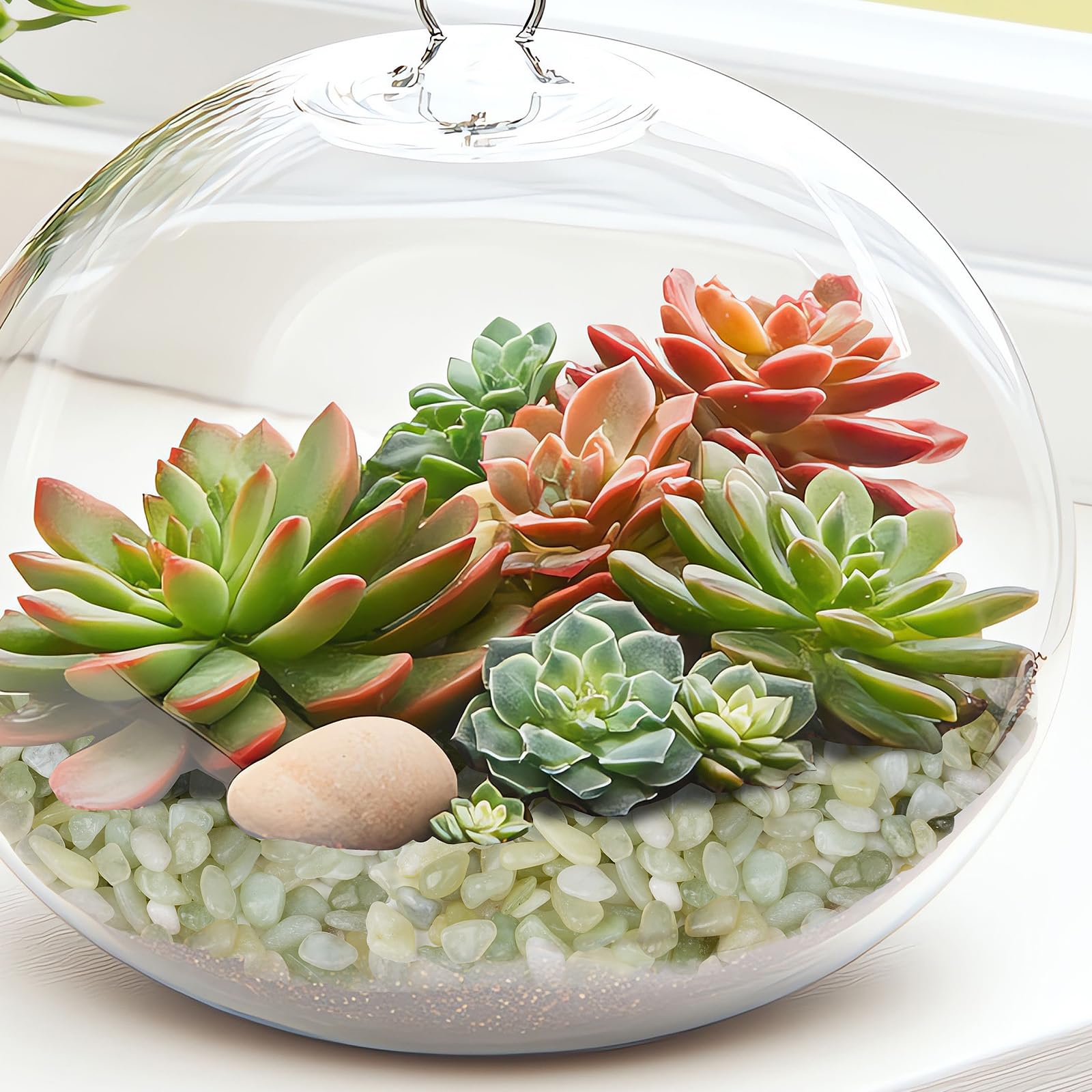 Jade pebbles showcased in an aquarium setting