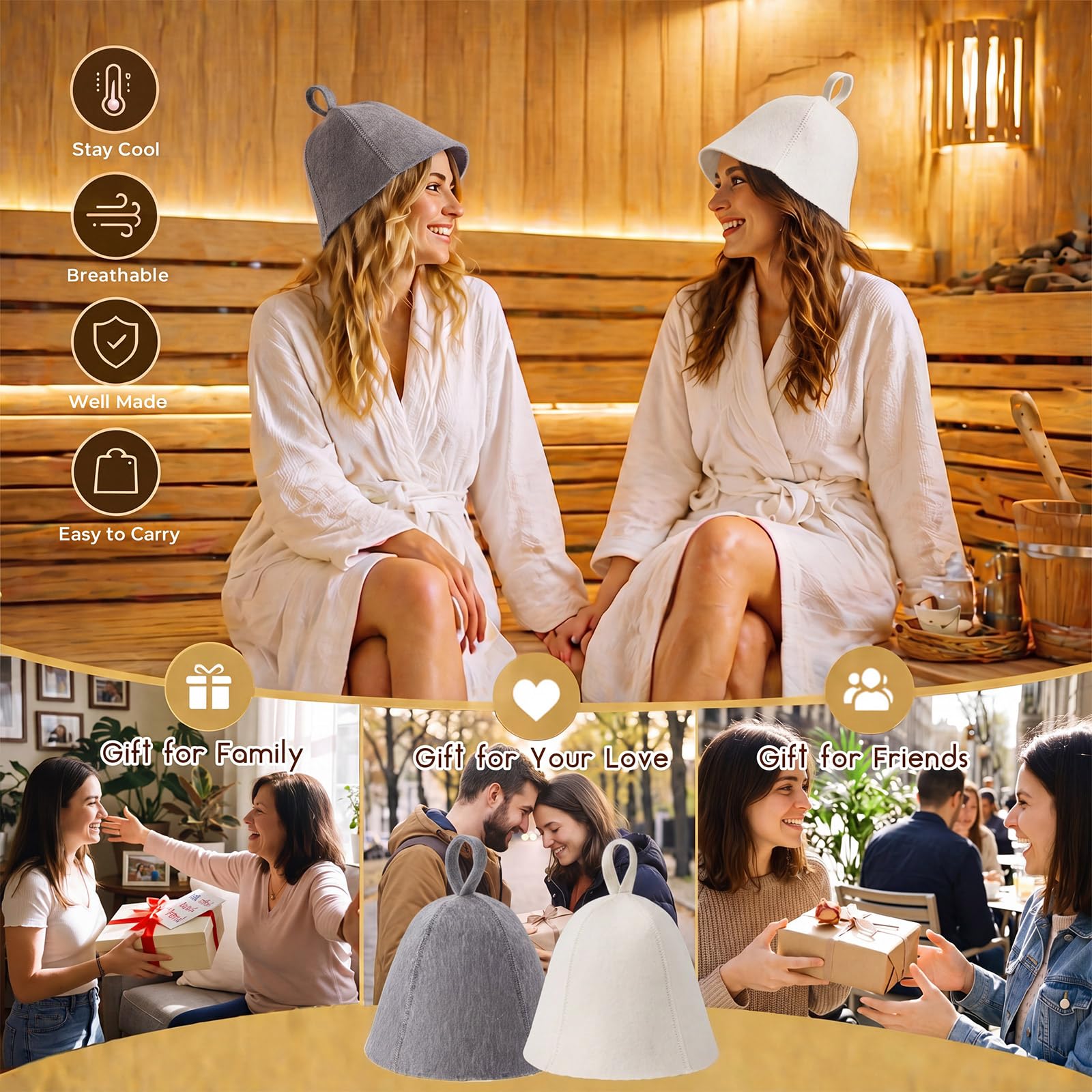 JaGely Sauna Hat in use during sauna session