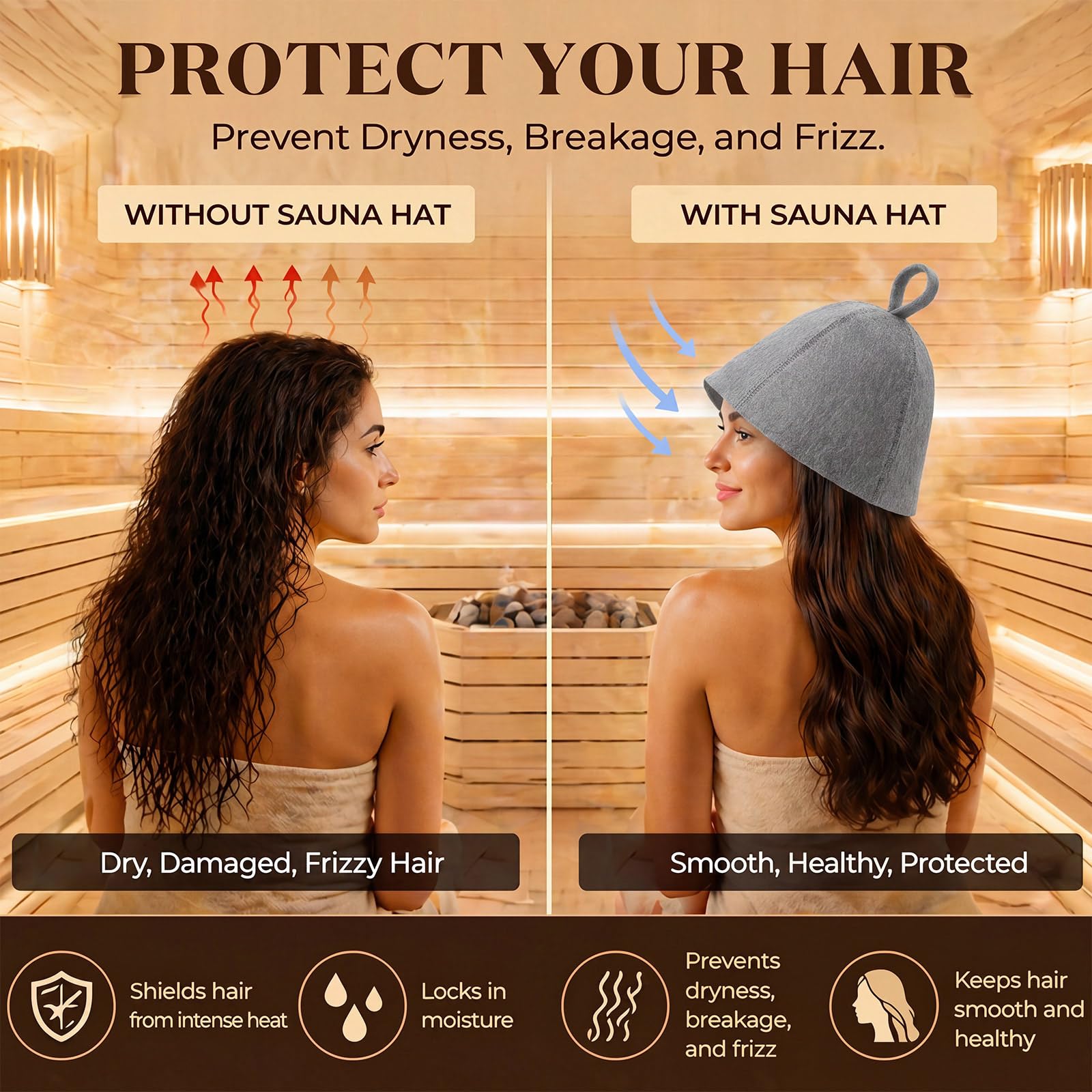 JaGely Sauna Hats packaging display