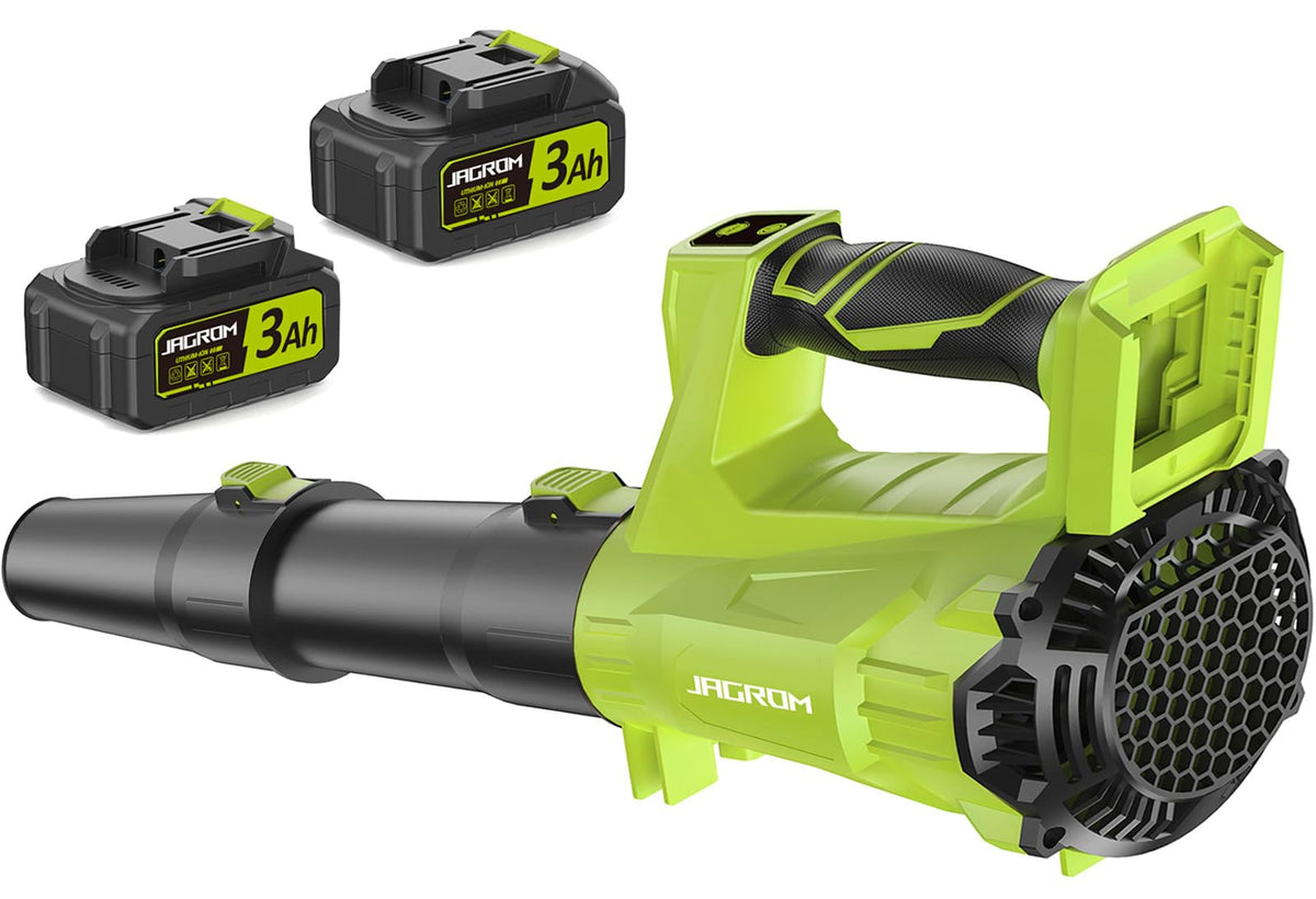 JAGROM electric leaf blower cordless green model front view
