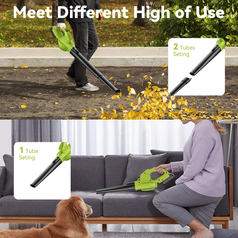 JAGROM leaf blower in action clearing leaves from patio