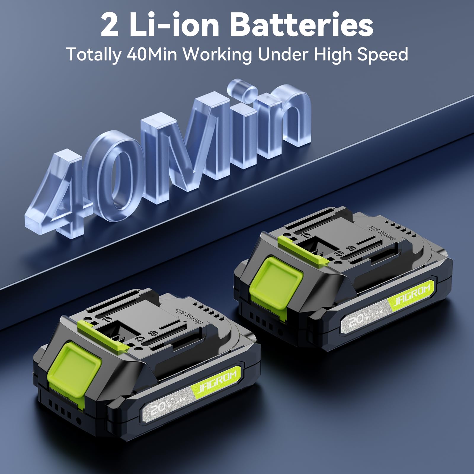 JAGROM leaf blower with 2.0Ah batteries and charger