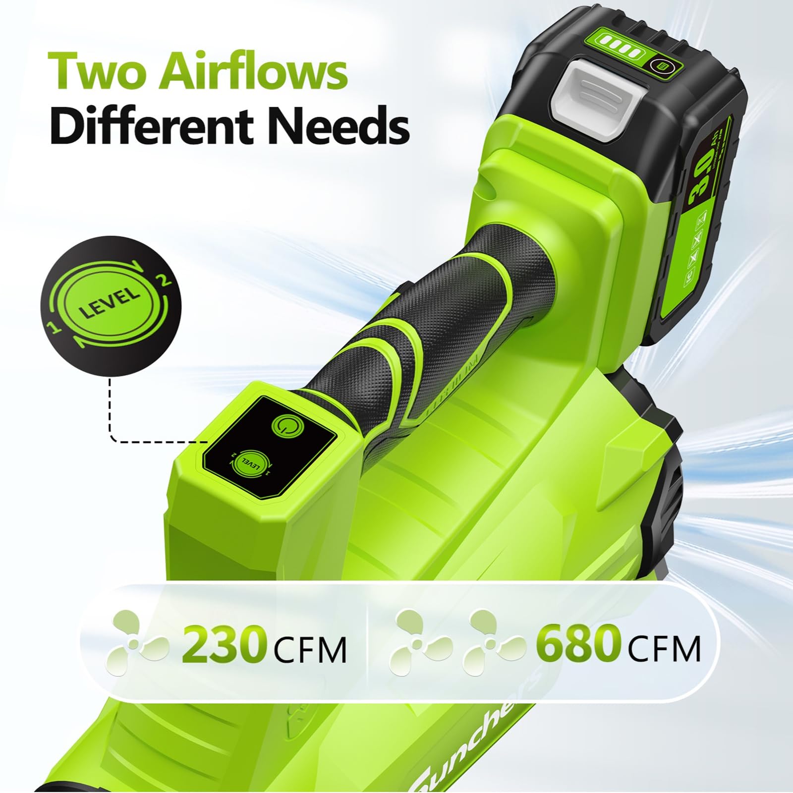 JAGROM leaf blower with two batteries and charger