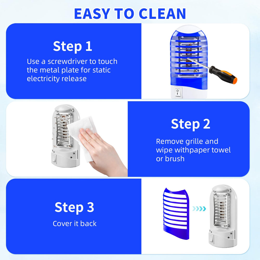 Jahy2Tech bug zapper showing easy cleaning process