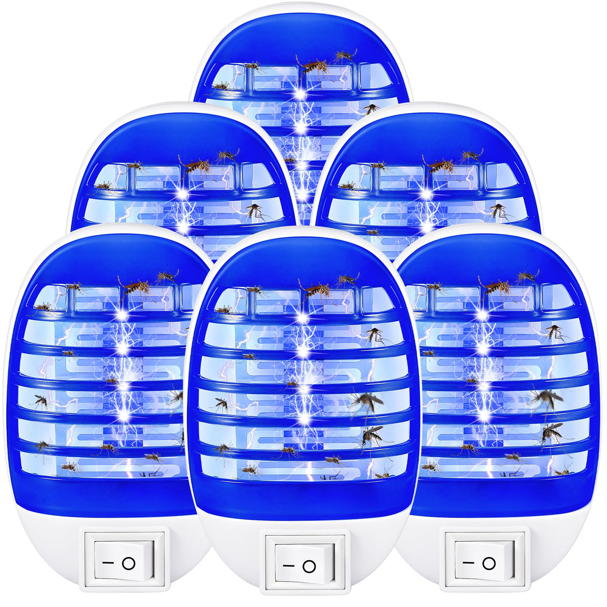 JahyElec Indoor Bug Zapper 6 pack in blue, front view