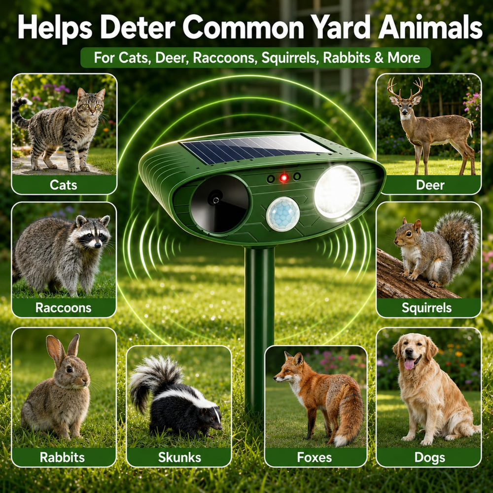 JahyElec solar animal repellent device with LED light