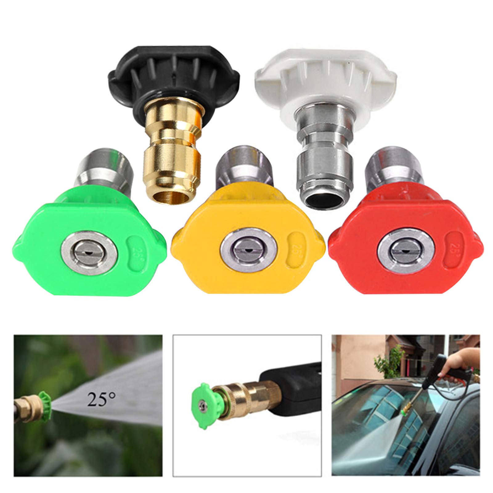JANSAMN Pressure Washer Nozzle Tips set on a work surface