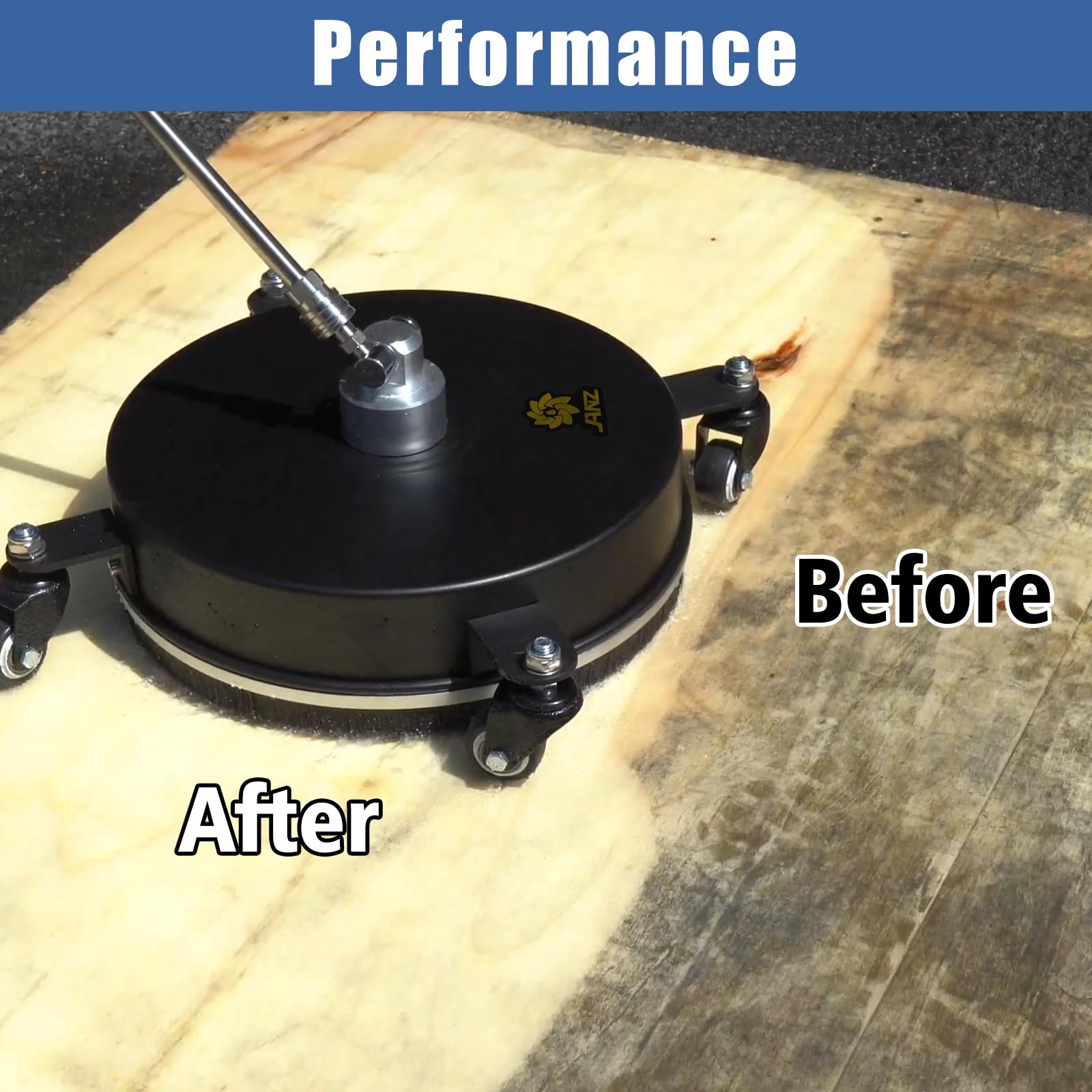 janz surface cleaner in use on patio surface