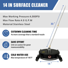 janz surface cleaner with dual nozzles and wheels